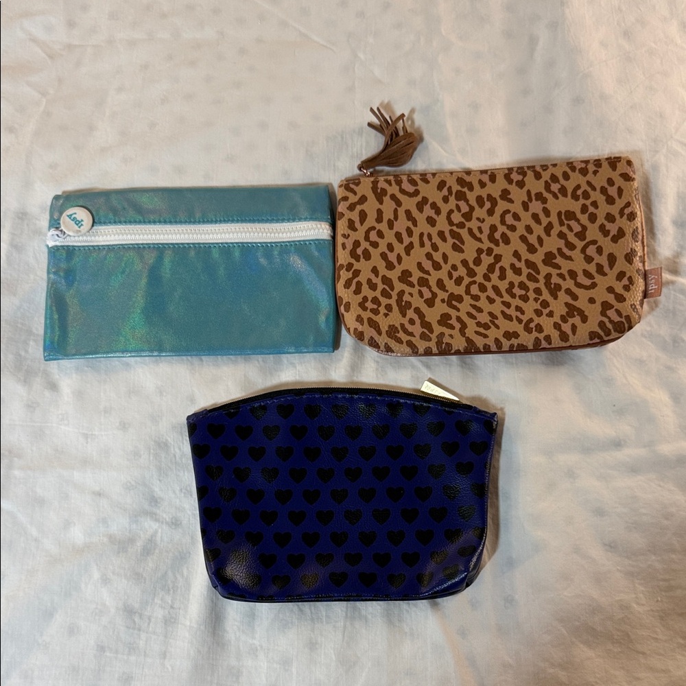 Ipsy Cosmetic Bags Set - Blue, Brown, and Purple